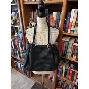 HOBO Women's Black Grained Leather Shoulder Bag Purse
